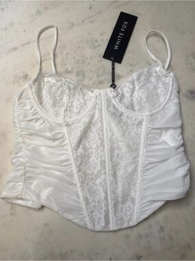 White Fox Boutique White Lace Bustier Corset Top